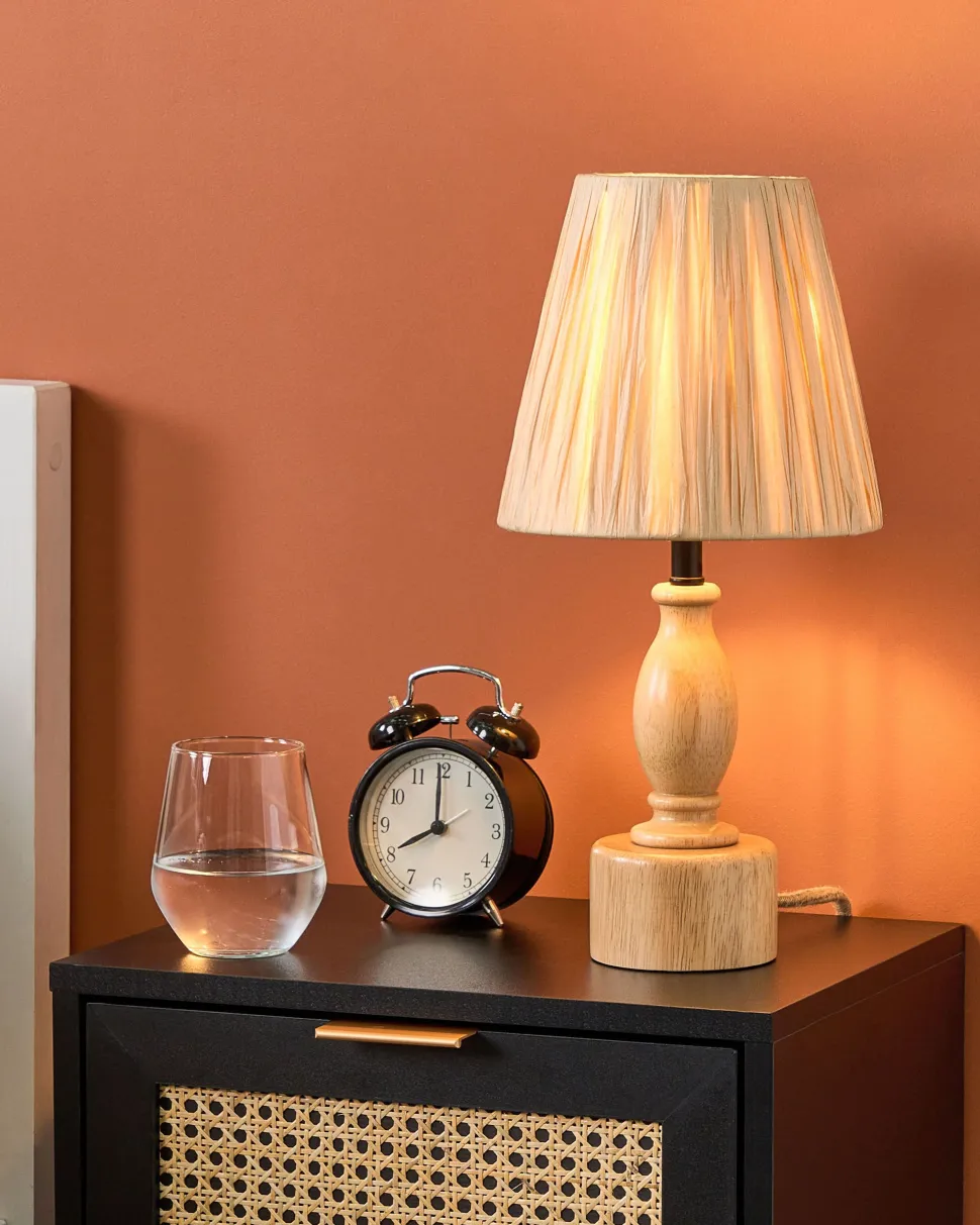 Candeeiro De Mesa Em Madeira Clara 41 Cm Morona