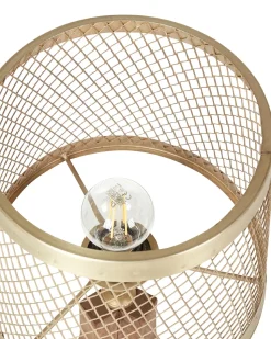 Candeeiro De Mesa Em Madeira Escura De Mango E Cobre 63 Cm Beki