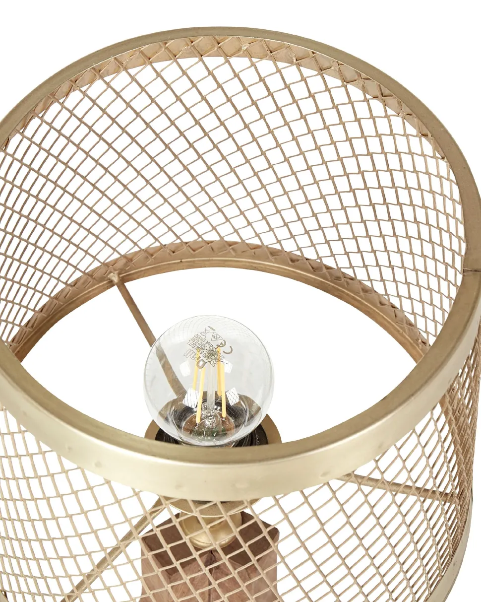 Candeeiro De Mesa Em Madeira Escura De Mango E Cobre 63 Cm Beki