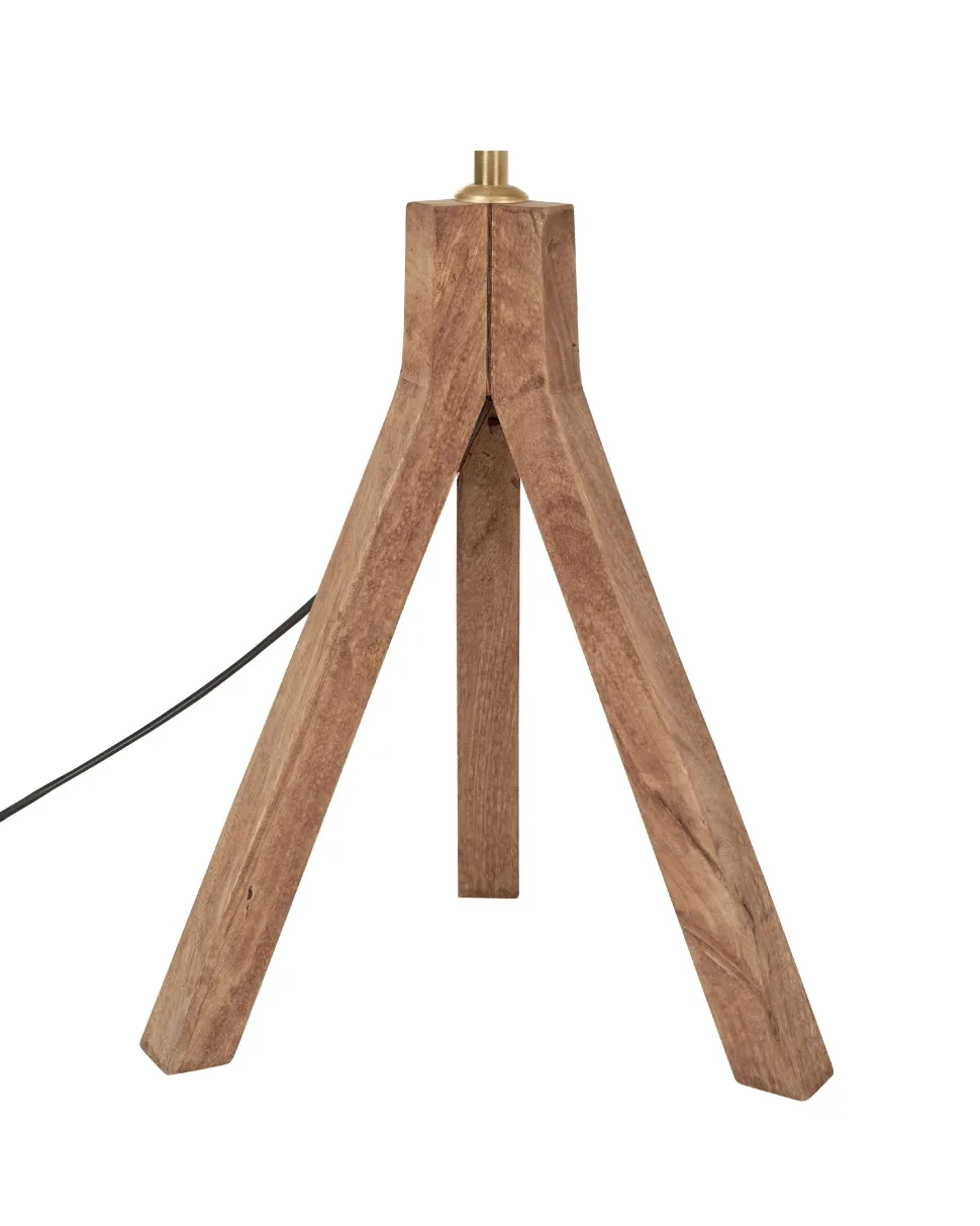 Candeeiro De Mesa Em Madeira Escura De Mango E Cobre 63 Cm Beki