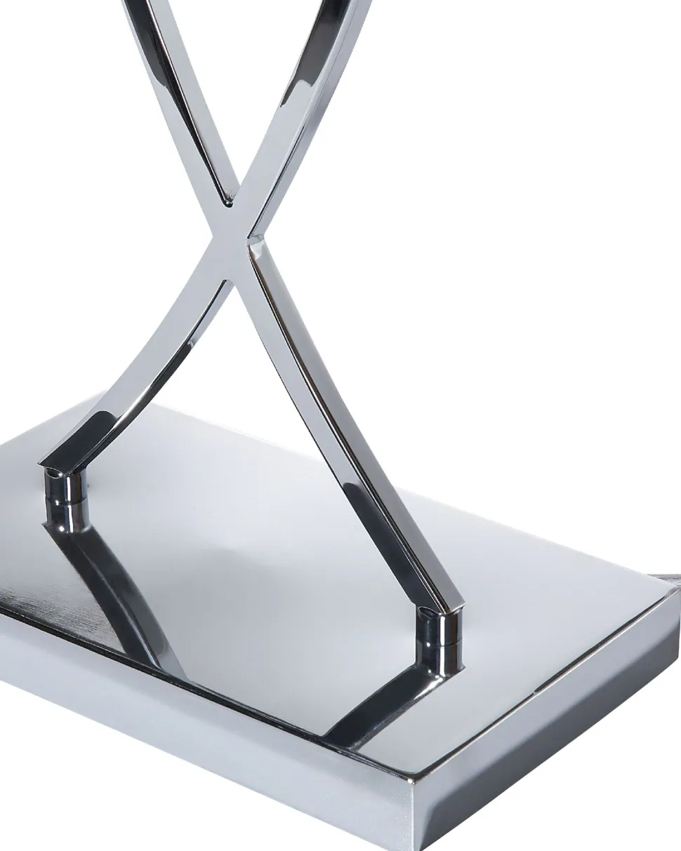 Candeeiro De Mesa Em Metal Prateado E Abajur Preto Yasuni