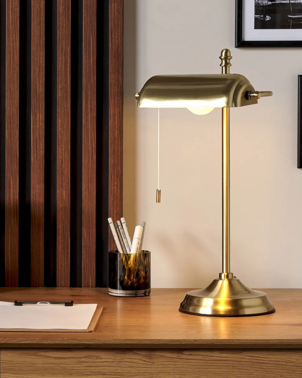 Candeeiro De Mesa Em Metal Dourado 52 Cm Maraval