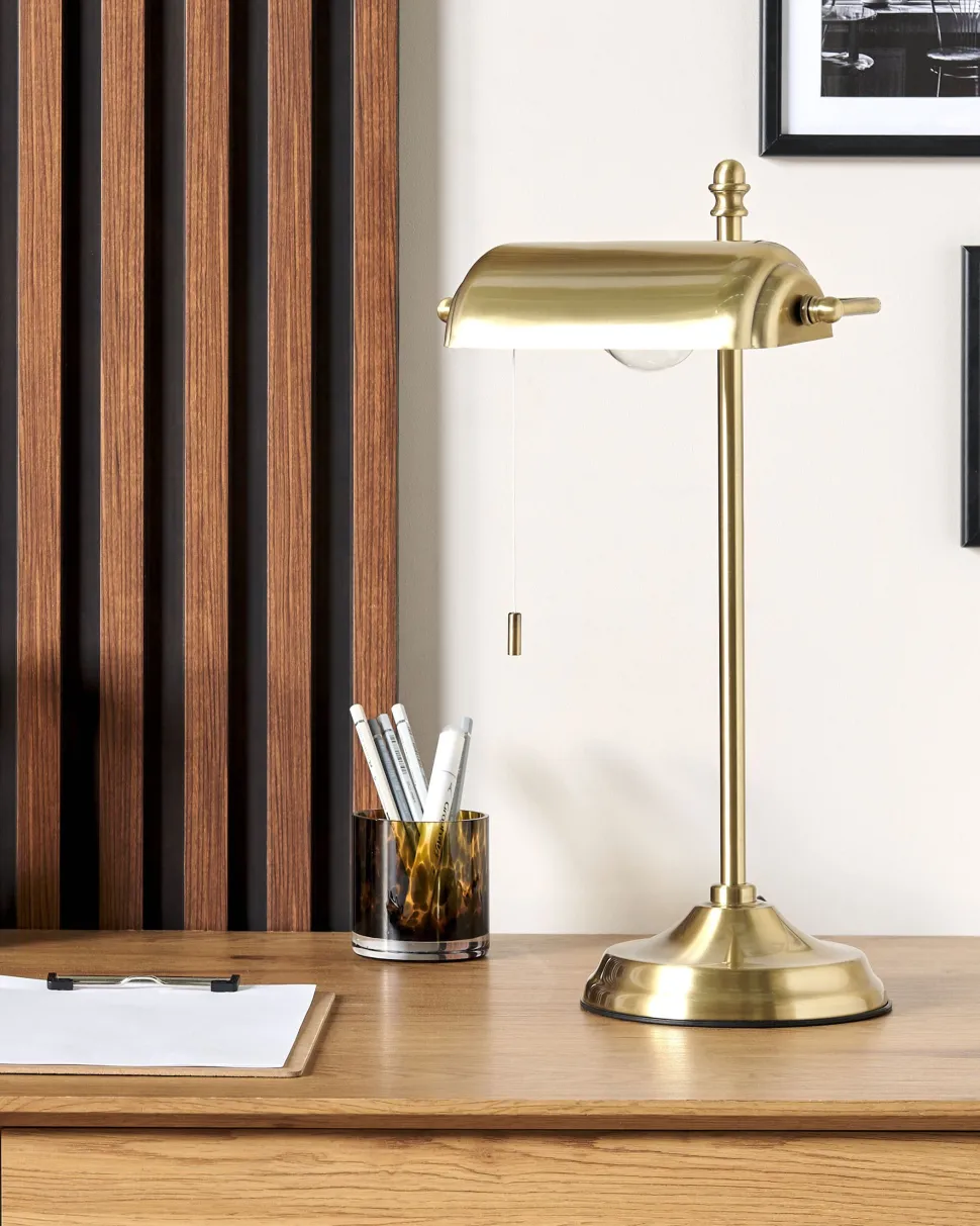 Candeeiro De Mesa Em Metal Dourado 52 Cm Maraval