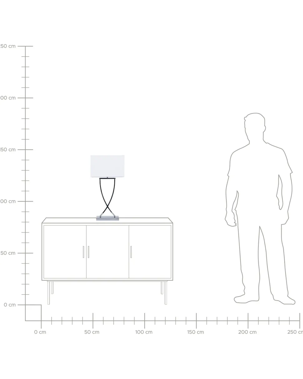 Candeeiro De Mesa Em Metal Prateado E Abajur Branco Yasuni