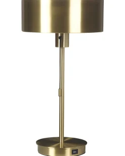 Candeeiro De Mesa Em Metal Dourado Com Entrada Usb 47 Cm Aripo