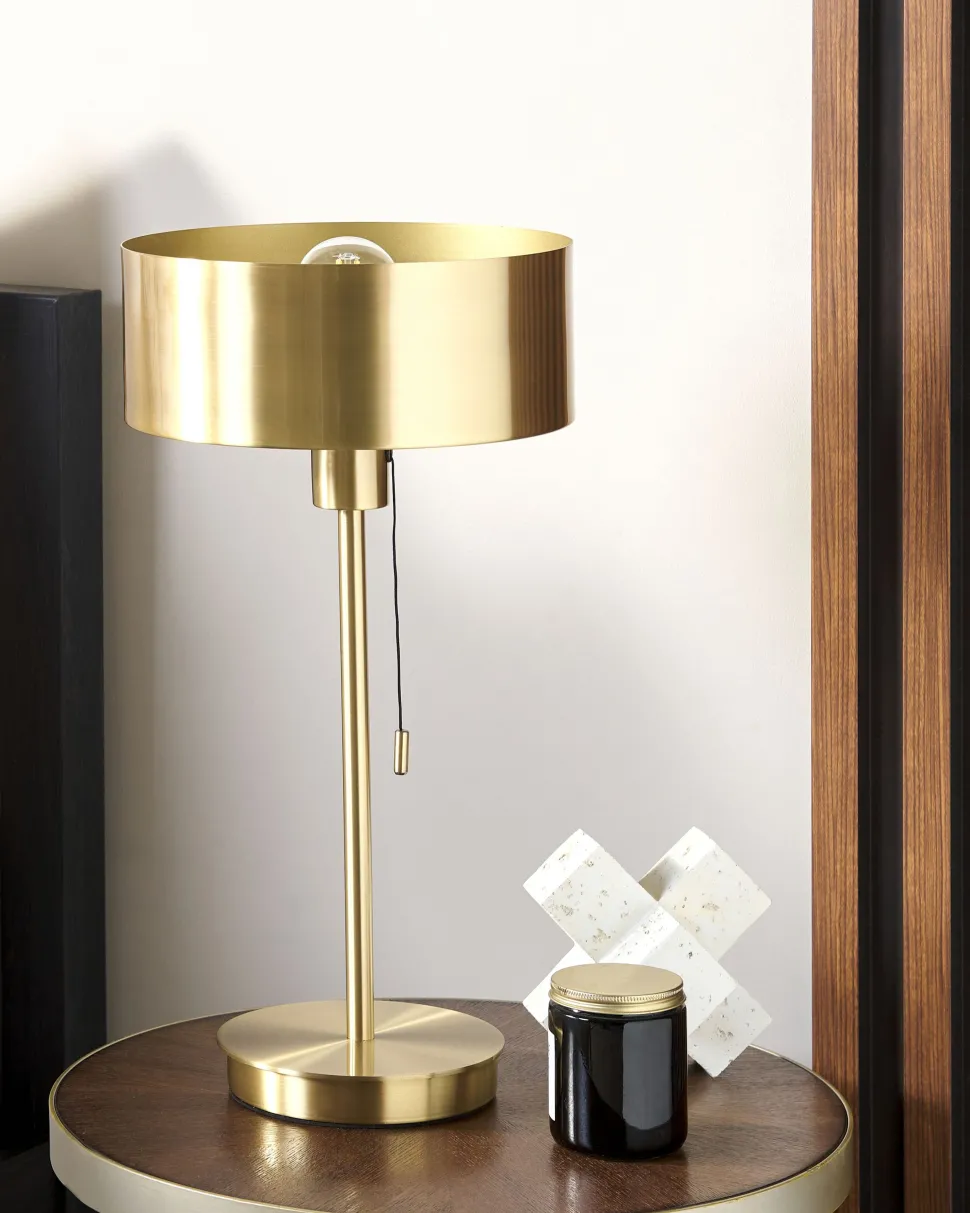 Candeeiro De Mesa Em Metal Dourado Com Entrada Usb 47 Cm Aripo