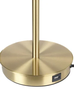 Candeeiro De Mesa Em Metal Dourado Com Entrada Usb 47 Cm Aripo