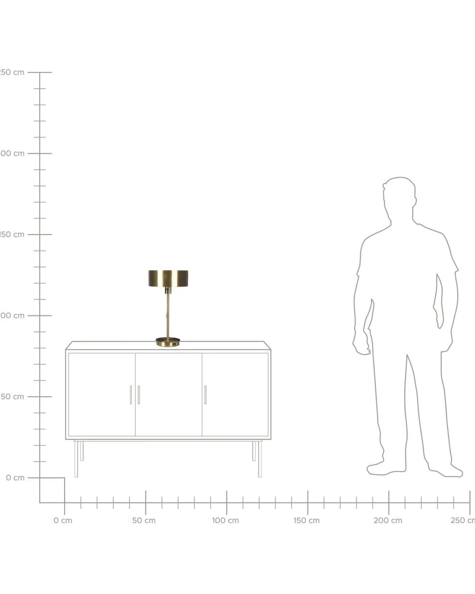 Candeeiro De Mesa Em Metal Dourado Com Entrada Usb 47 Cm Aripo