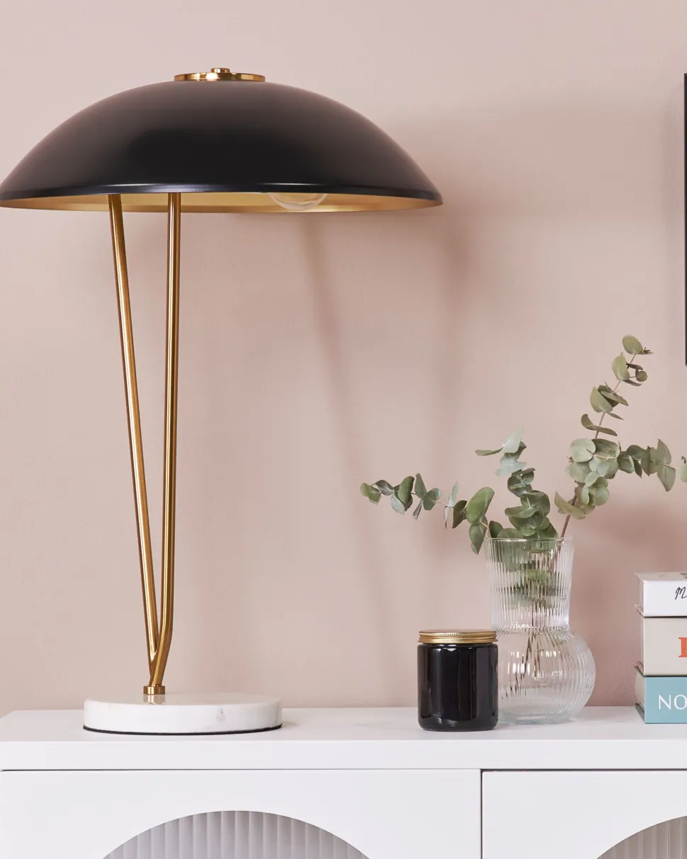 Candeeiro De Mesa Em Metal Preto E Dourado 58 Cm Danto