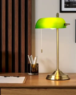 Candeeiro De Mesa Em Metal Dourado E Verde 52 Cm Maraval