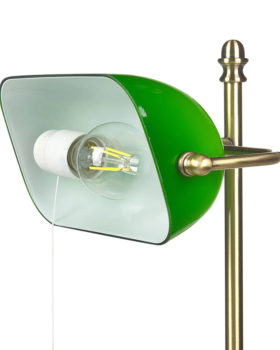 Candeeiro De Mesa Em Metal Dourado E Verde 52 Cm Maraval