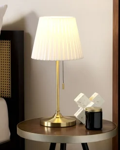 Candeeiro De Mesa Em Metal Cor De Bronze E Branco 48 Cm Torysa