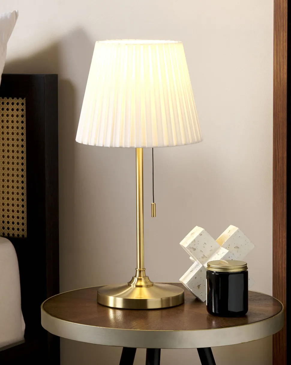 Candeeiro De Mesa Em Metal Cor De Bronze E Branco 48 Cm Torysa