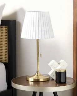 Candeeiro De Mesa Em Metal Cor De Bronze E Branco 48 Cm Torysa