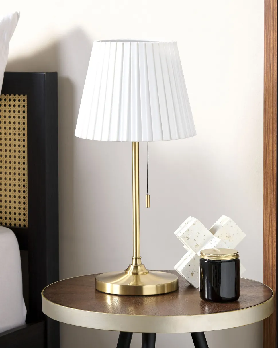 Candeeiro De Mesa Em Metal Cor De Bronze E Branco 48 Cm Torysa