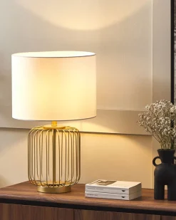 Candeeiro De Mesa Em Metal Dourado 58 Cm Thouet