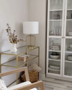 Candeeiro De Mesa Em Metal Dourado 58 Cm Thouet