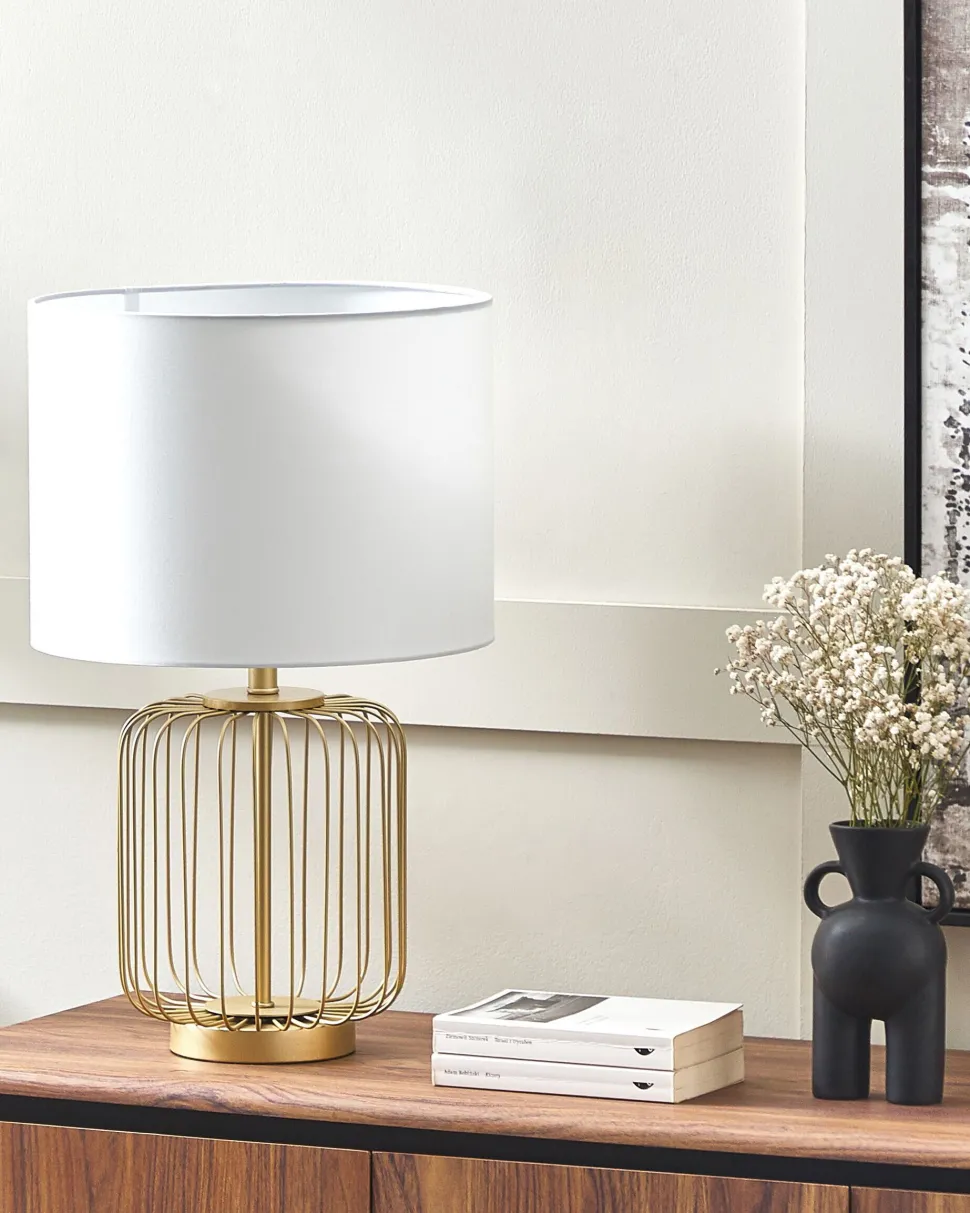 Candeeiro De Mesa Em Metal Dourado 58 Cm Thouet