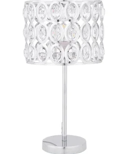 Candeeiro De Mesa Em Metal Cromado E Cristal De Acrilico Tenna