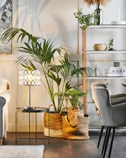 Candeeiro De Mesa Em Metal Cromado E Cristal De Acrilico Tenna