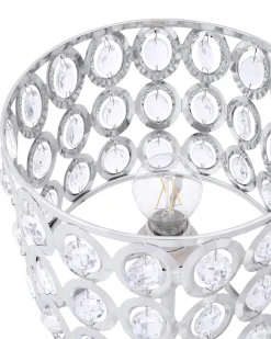 Candeeiro De Mesa Em Metal Cromado E Cristal De Acrilico Tenna