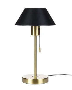 Candeeiro De Mesa Em Metal Dourado E Preto 37 Cm Caparo