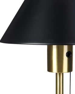 Candeeiro De Mesa Em Metal Dourado E Preto 37 Cm Caparo