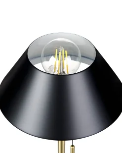 Candeeiro De Mesa Em Metal Dourado E Preto 37 Cm Caparo