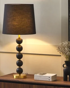 Candeeiro De Mesa Em Metal Preto E Dourado Assonet