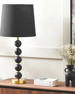 Candeeiro De Mesa Em Metal Preto E Dourado Assonet