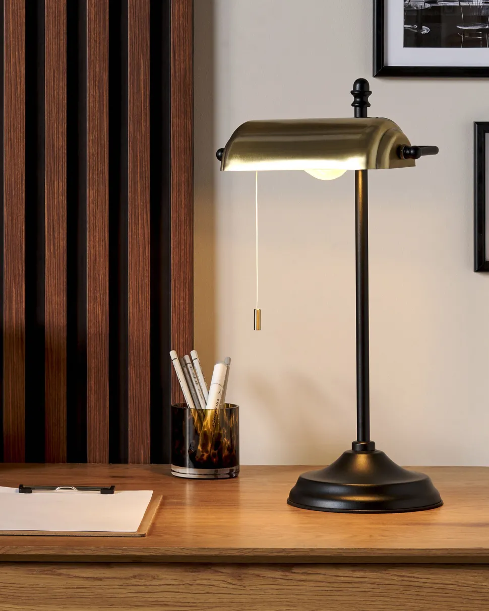 Candeeiro De Mesa Em Metal Preto E Dourado 52 Cm Maraval