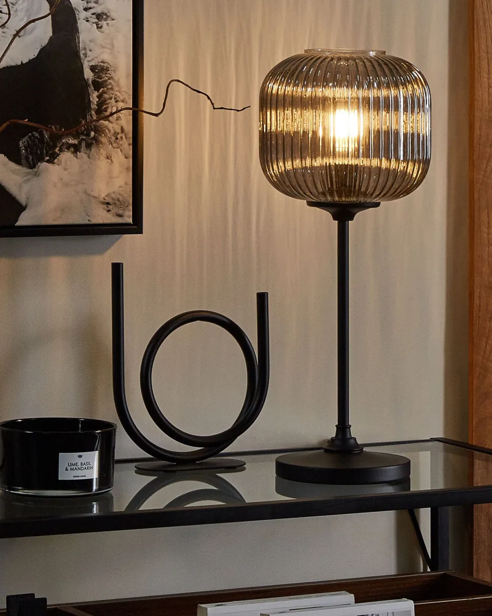 Candeeiro De Mesa Em Metal Preto E Cinzento Tosna