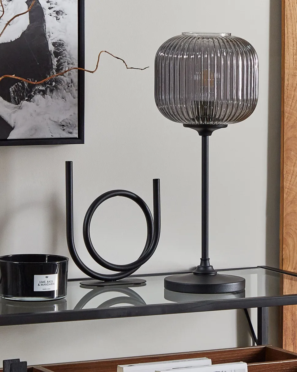 Candeeiro De Mesa Em Metal Preto E Cinzento Tosna