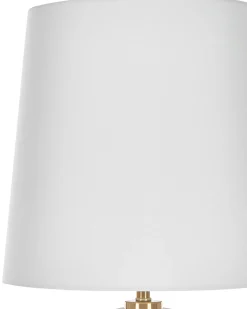 Candeeiro De Mesa Em Metal Branco E Dourado Frio