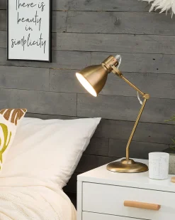 Candeeiro De Mesa Em Metal Dourado Monsan