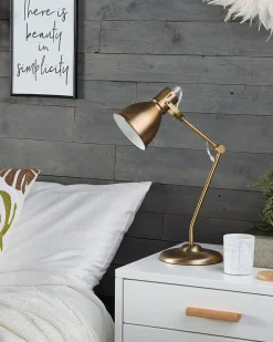 Candeeiro De Mesa Em Metal Dourado Monsan