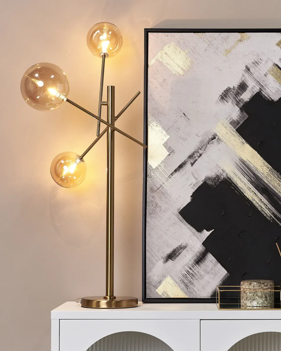 Candeeiro De Mesa Em Metal Dourado 70 Cm Tamesi