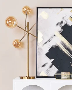 Candeeiro De Mesa Em Metal Dourado 70 Cm Tamesi