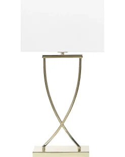 Candeeiro De Mesa Em Metal Dourado E Abajur Branco Yasuni