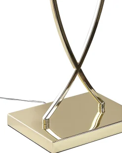 Candeeiro De Mesa Em Metal Dourado E Abajur Branco Yasuni