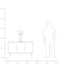 Candeeiro De Mesa Em Metal Dourado E Abajur Branco Yasuni