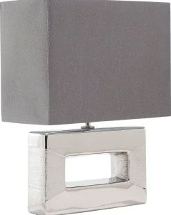 Candeeiro De Mesa Em Porcelana Com Formato Retangular E Cor Cinzenta Onyx