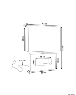 Candeeiro De Mesa Em Porcelana Com Formato Retangular E Cor Cinzenta Onyx