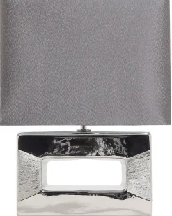 Candeeiro De Mesa Em Porcelana Com Formato Retangular E Cor Cinzenta Onyx