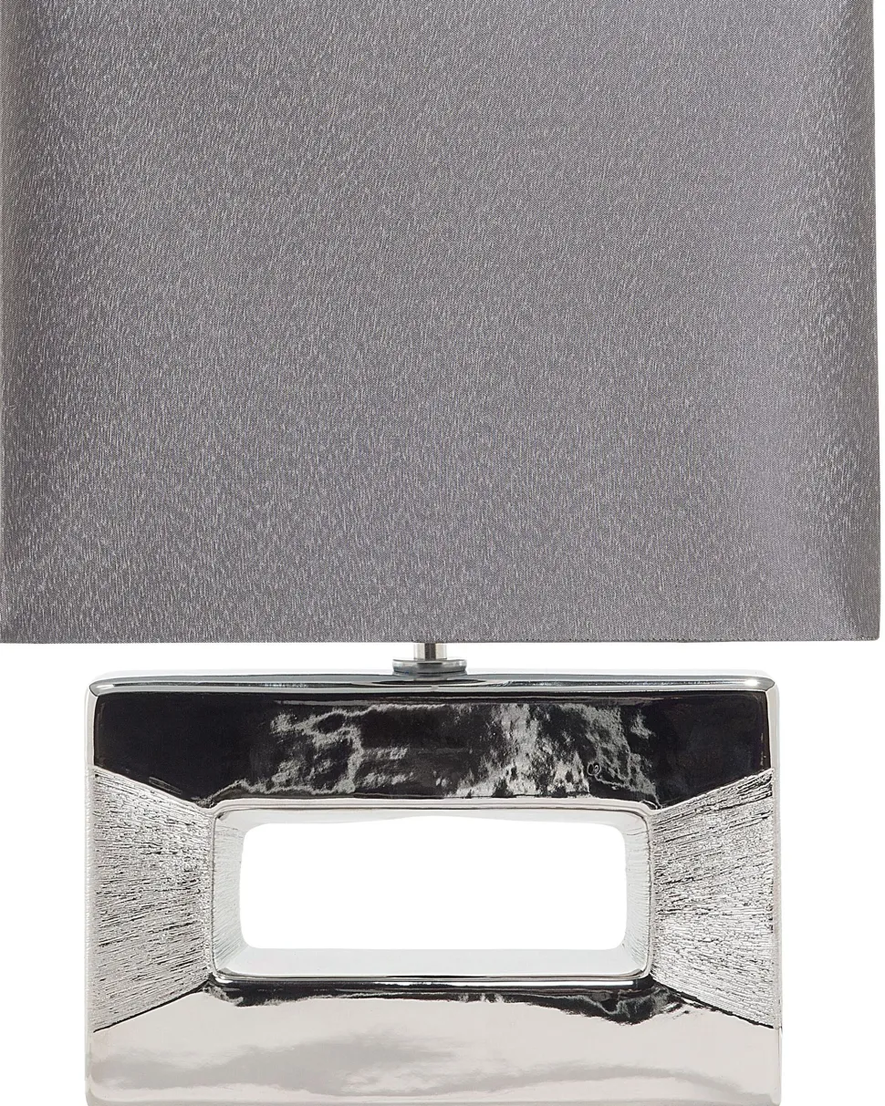 Candeeiro De Mesa Em Porcelana Com Formato Retangular E Cor Cinzenta Onyx