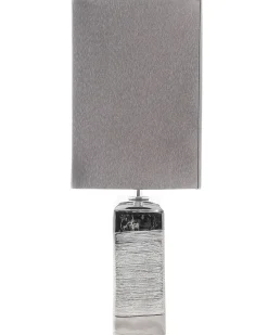 Candeeiro De Mesa Em Porcelana Com Formato Retangular E Cor Cinzenta Onyx