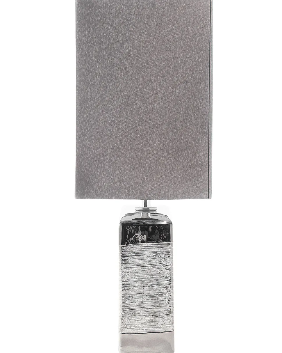 Candeeiro De Mesa Em Porcelana Com Formato Retangular E Cor Cinzenta Onyx