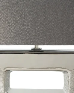 Candeeiro De Mesa Em Porcelana Com Formato Retangular E Cor Cinzenta Onyx