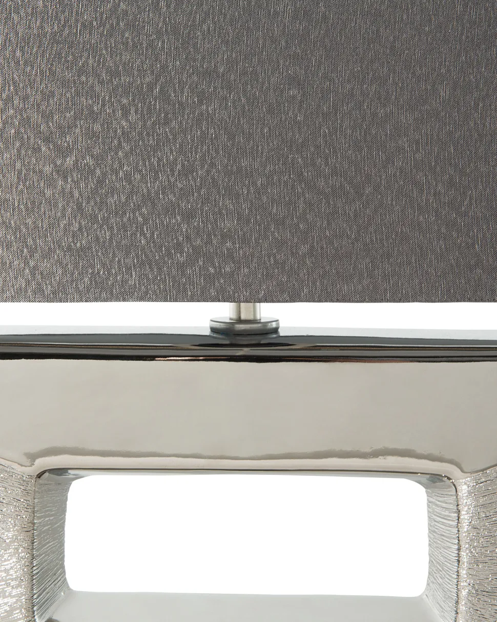 Candeeiro De Mesa Em Porcelana Com Formato Retangular E Cor Cinzenta Onyx