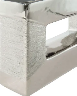 Candeeiro De Mesa Em Porcelana Com Formato Retangular E Cor Cinzenta Onyx